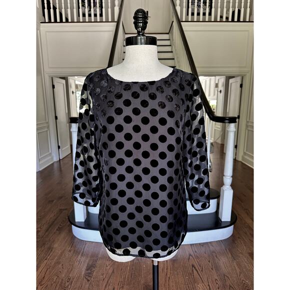 RSVP TALBOTS Velvet PolkaDot Chiffon Blouse SpecialOccasion FestiveHoliday Party - Picture 2 of 8